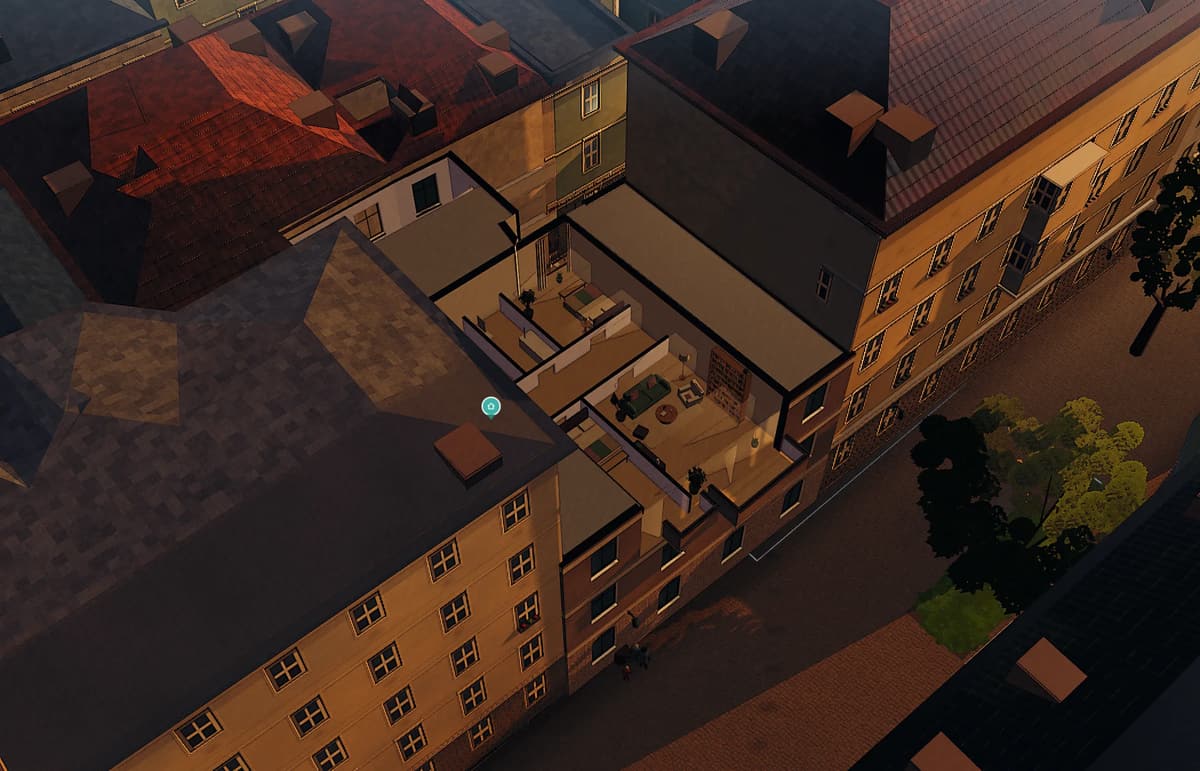 Die Wohnung Schrankgasse 10 am 21. Dezember zu Mittag, von oben
