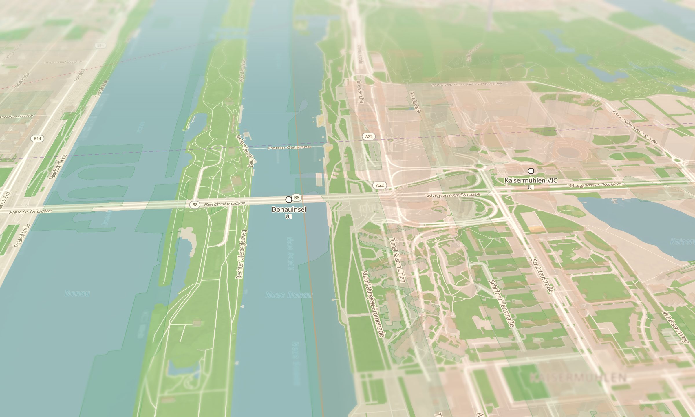 Donauinsel und Neue Donau in 3D