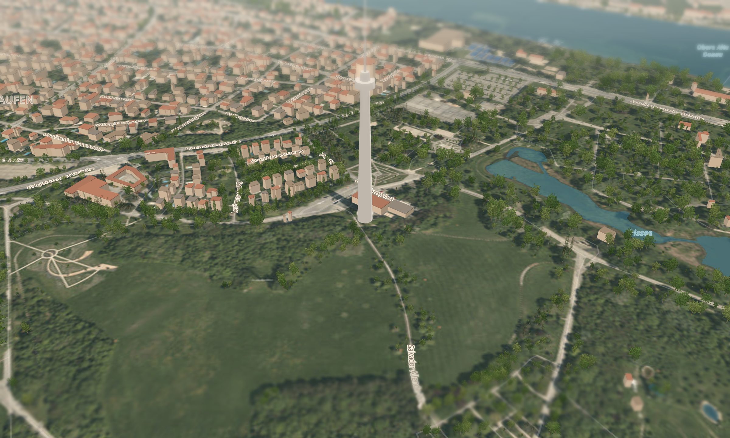 Donauturm und Donaupark in 3D