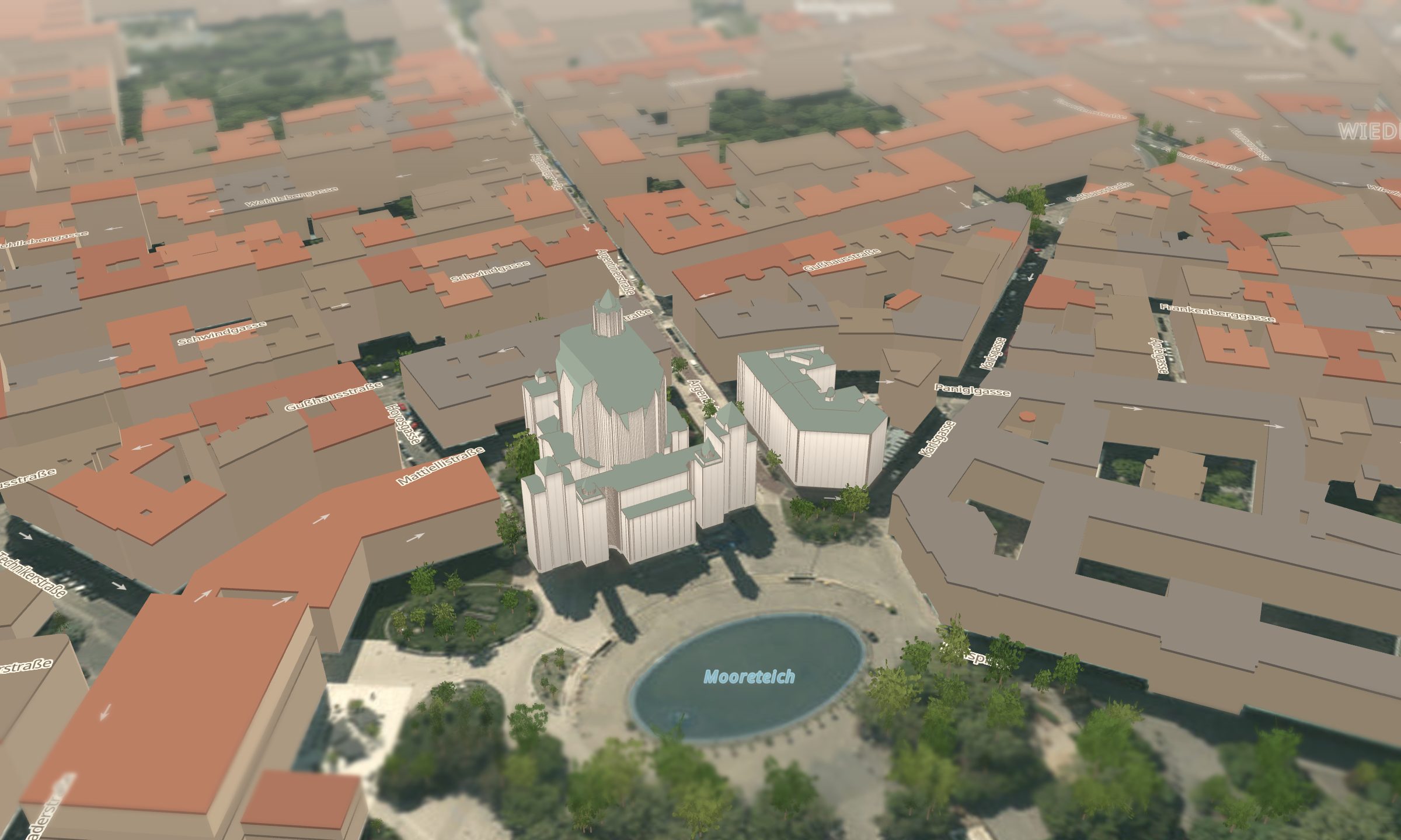 Karlskirche in 3D — Kuppel und Säulen aus dem Stadt-Wien-Baukörpermodell