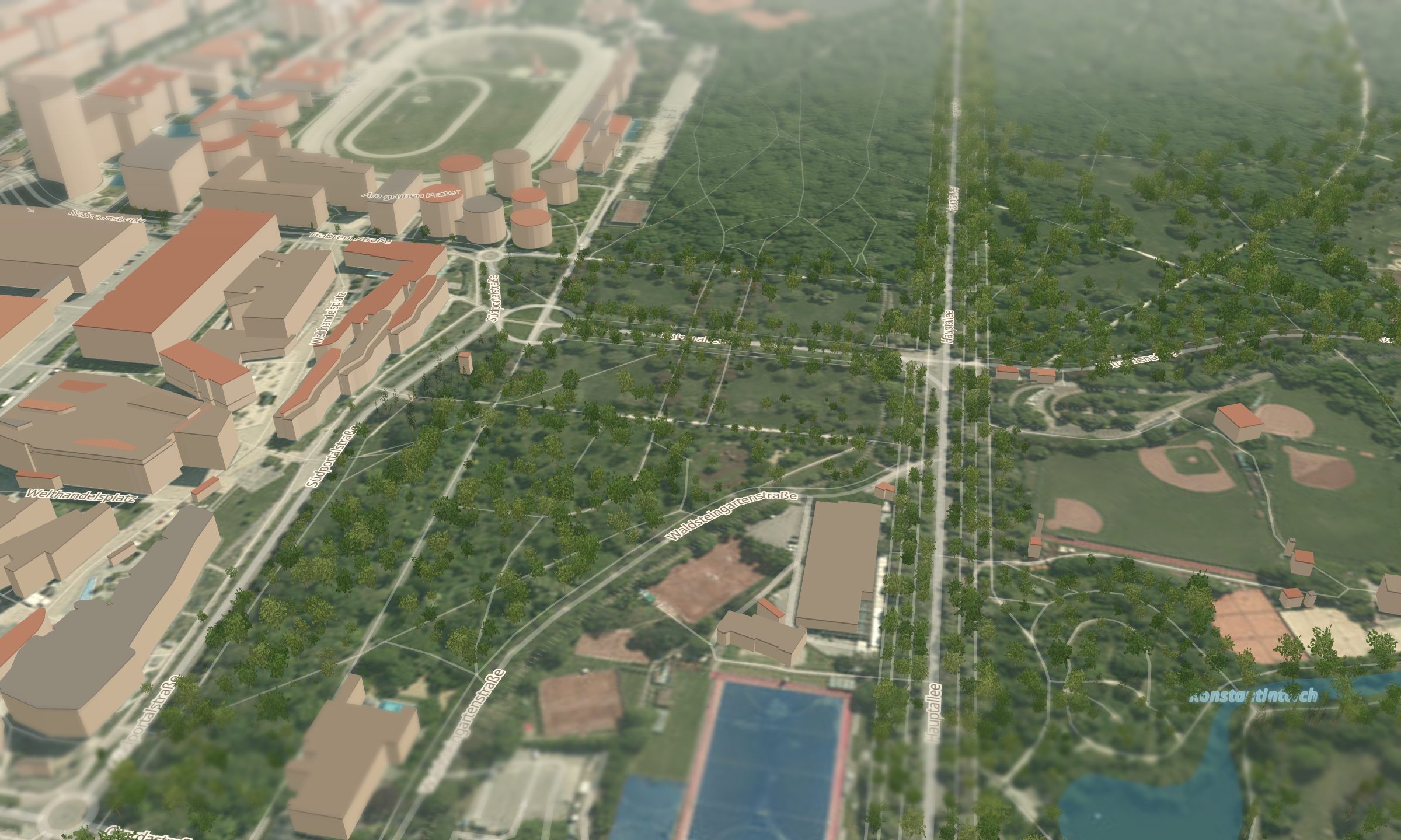 Prater Hauptallee in 3D — die Kastanienallee aus dem Baumkataster