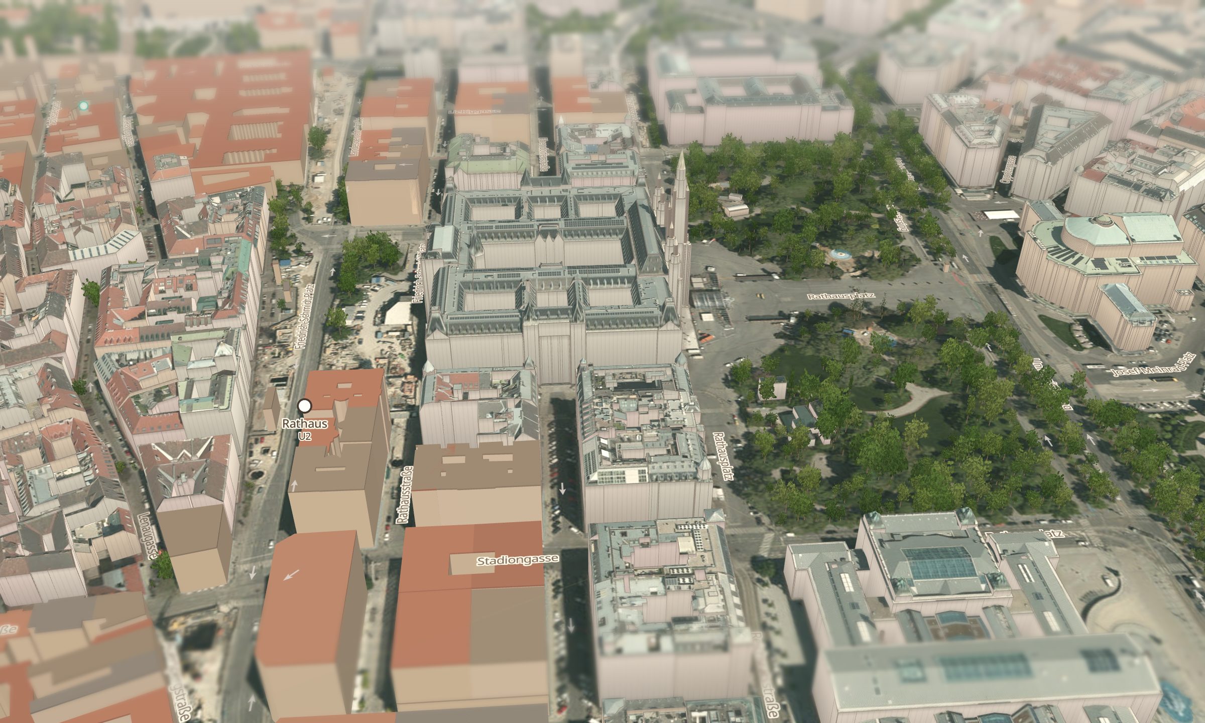 Wiener Rathaus und Rathausplatz in 3D