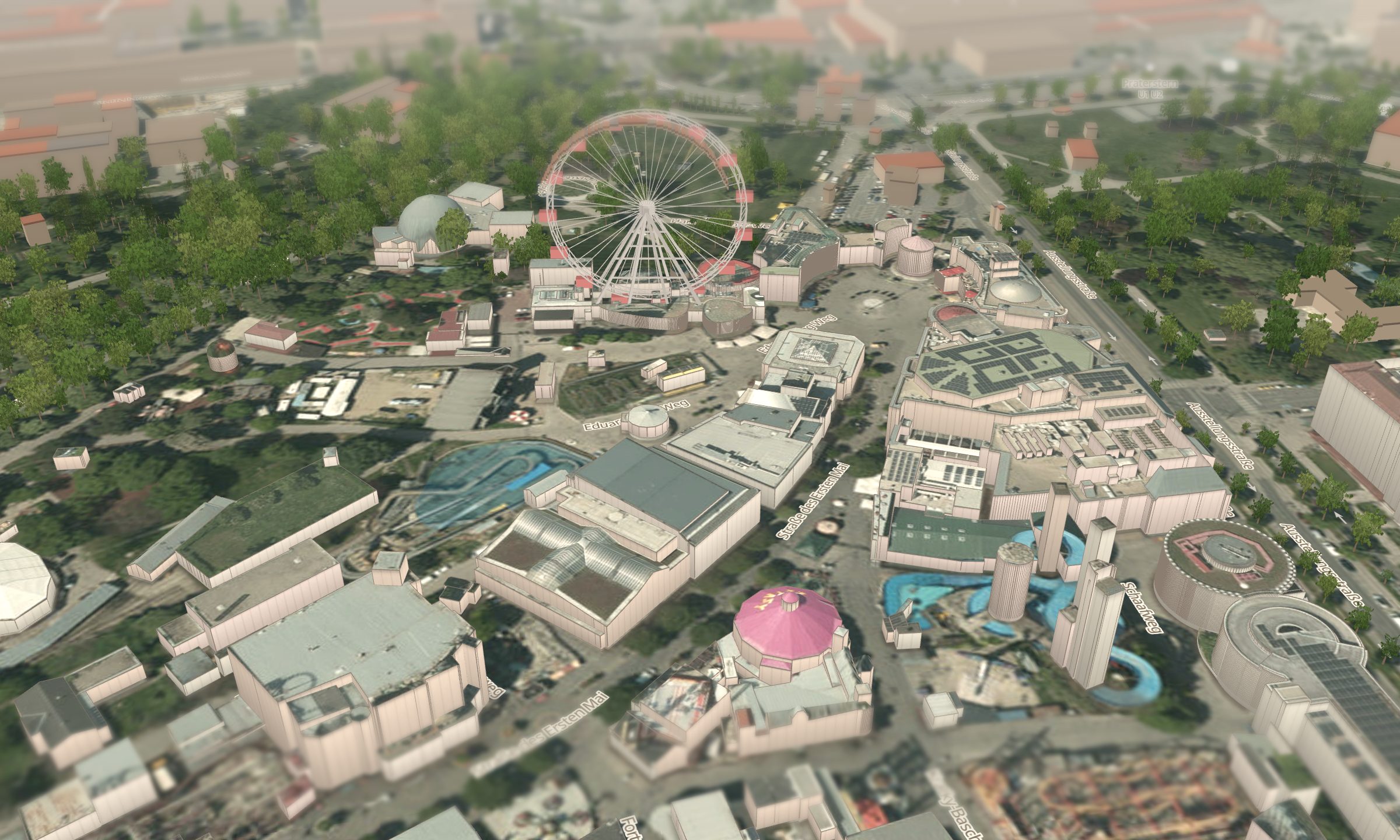 Wiener Riesenrad und Wurstelprater in 3D