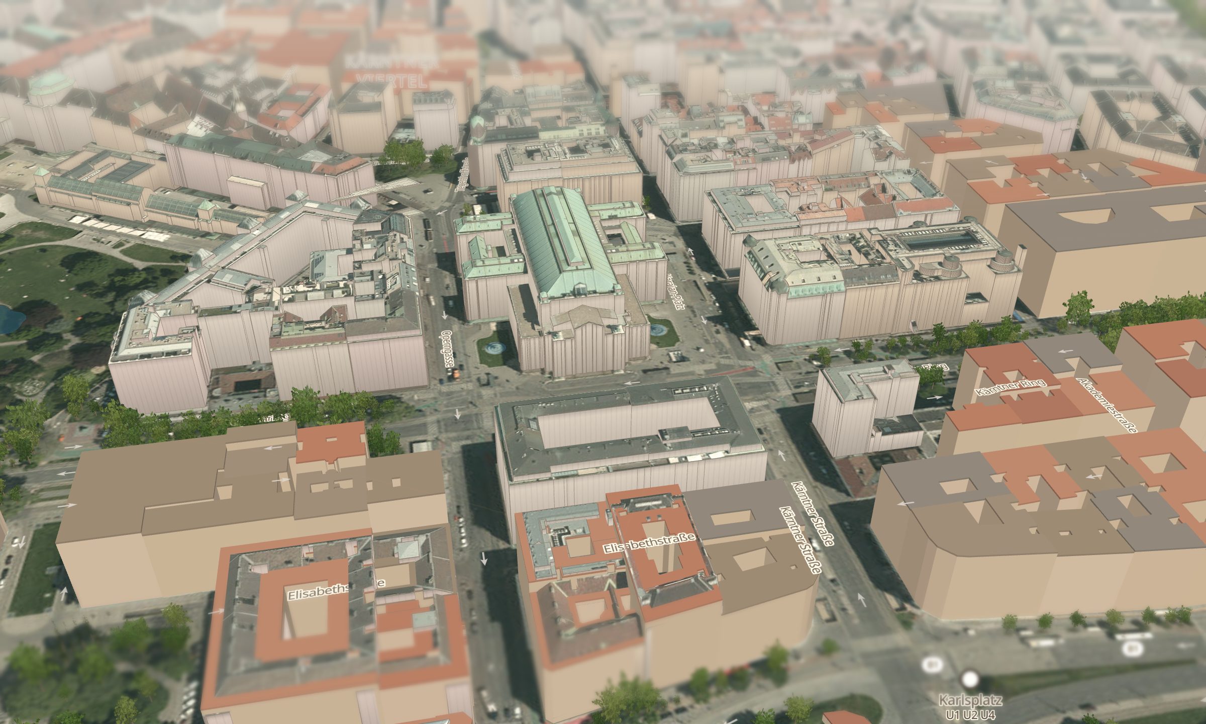 Staatsoper und Kärntner Straße in 3D